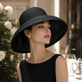 Black Woven Cloche Hat