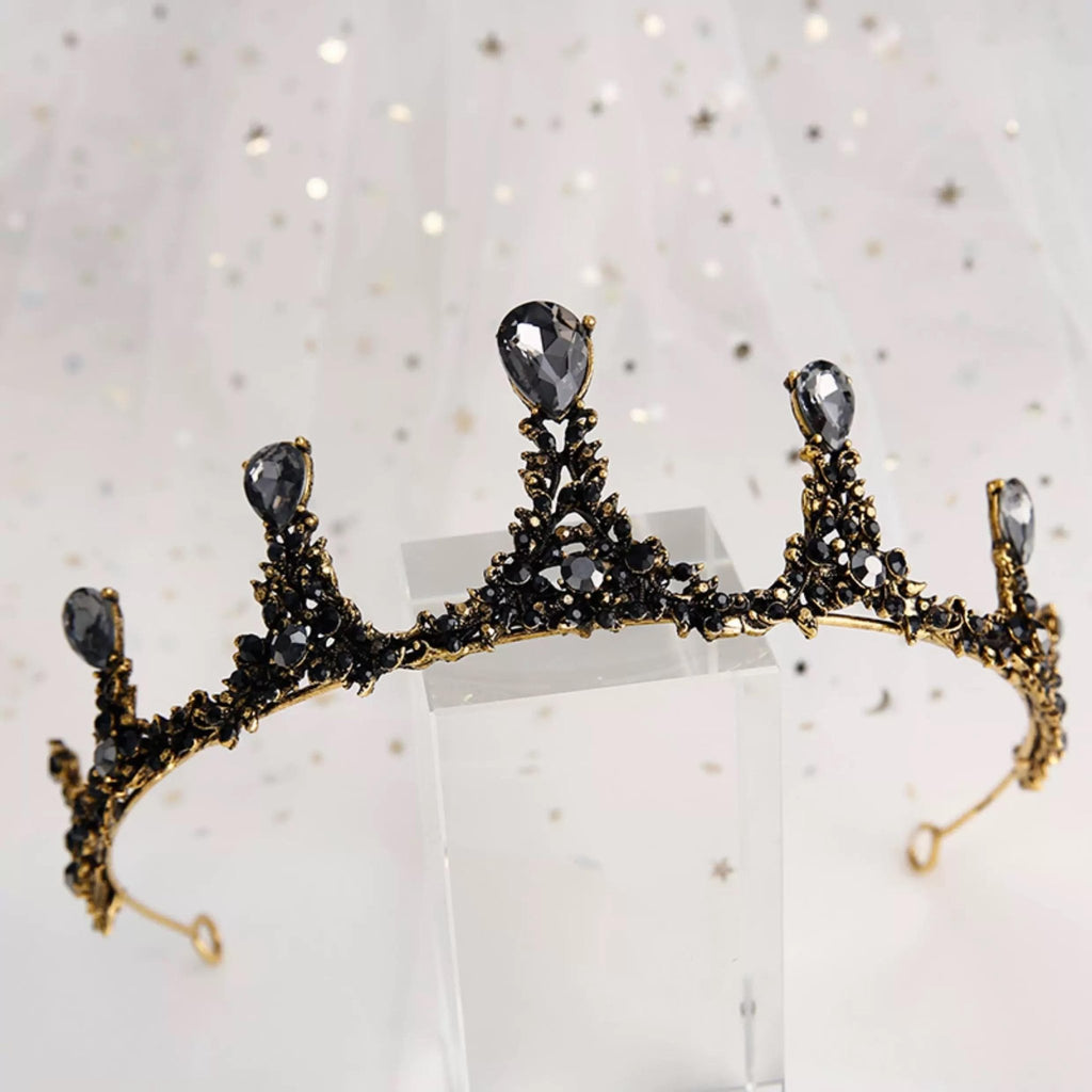 Black & White Pearl Rhinestone Branch Crown Crown #variant_title# - EclipseAdorn