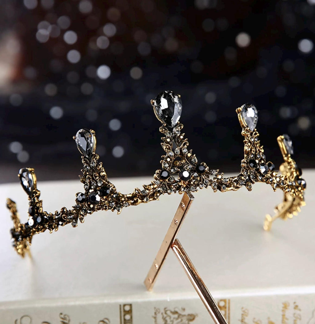 Black & White Pearl Rhinestone Branch Crown Crown #variant_title# - EclipseAdorn