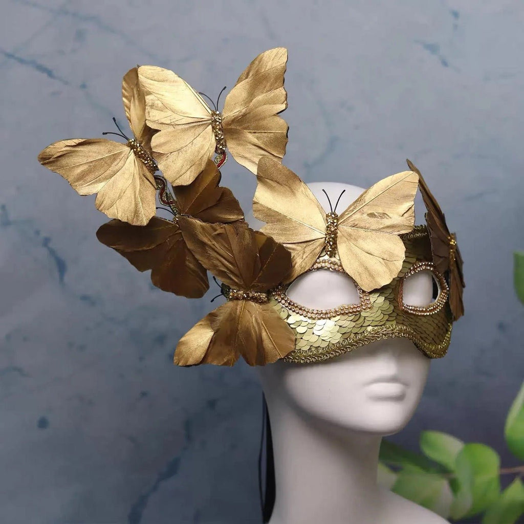 Gold Butterfly Masquerade Mask - EclipseAdorn