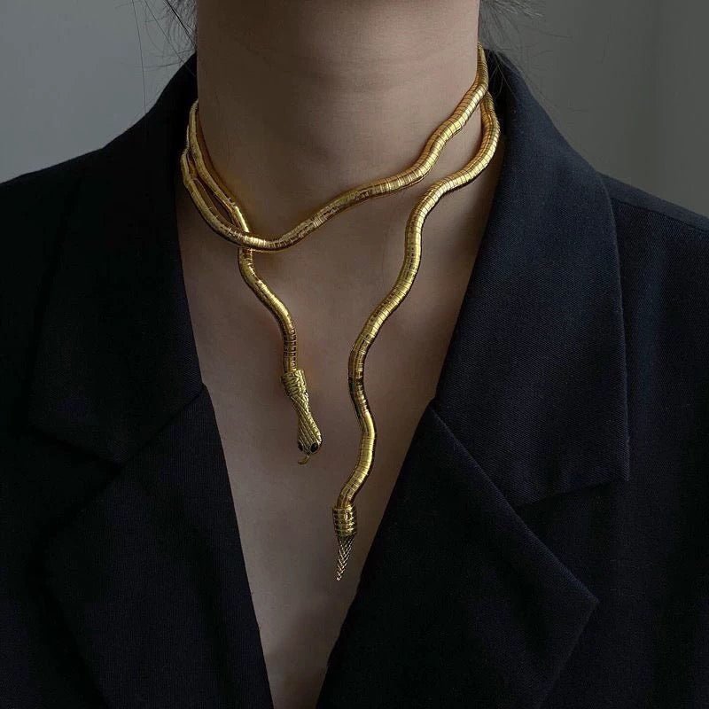 Gold Snake Necklace - EclipseAdorn
