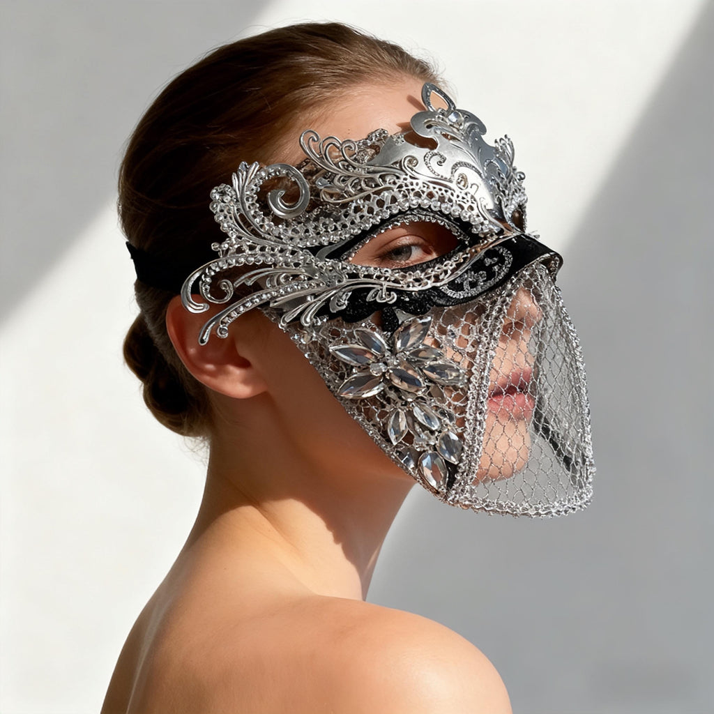 Handcrafted Silver Crystal Masquerade Mask by EclipseAdorn