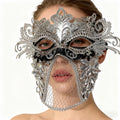 Handcrafted Silver Crystal Masquerade Mask with crystal, veil