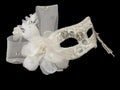 White Pearls Masquerade Mask displayed as wearable art