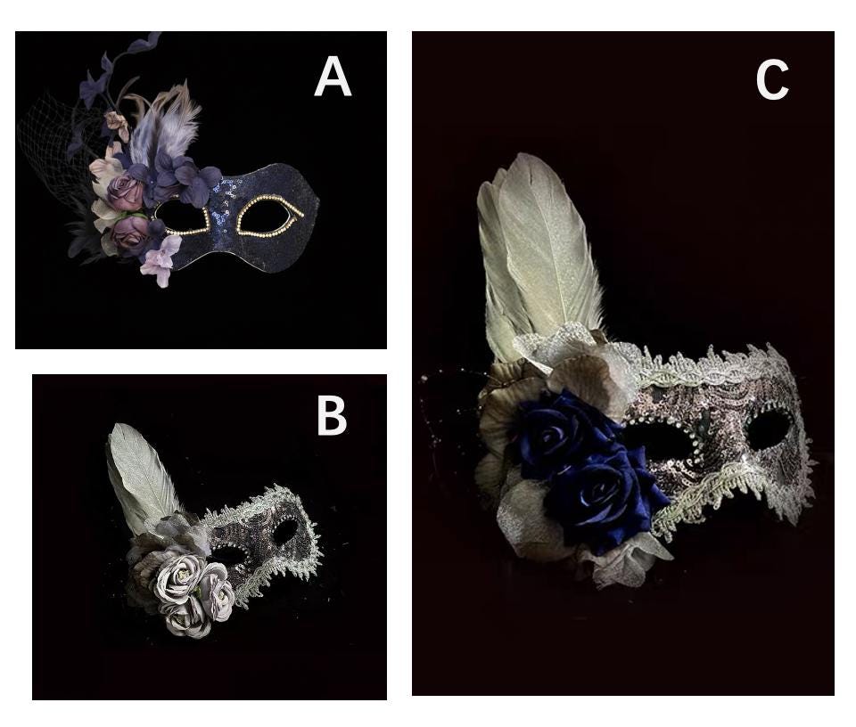 Detailed craftsmanship of the Purple Floral Feathers Masquerade Mask