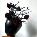 Black & Red Antler Branch Butterflies Roses Crown showing its carefully made details