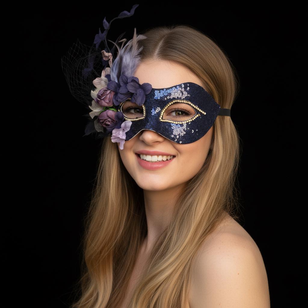 Handcrafted Purple Floral Feathers Masquerade Mask by EclipseAdorn