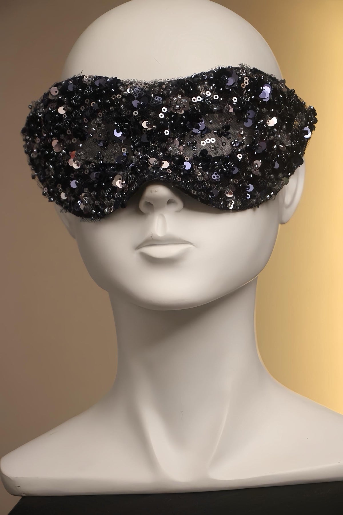 Additional handmade details of the Black Sequin Flower Pillbox Hat