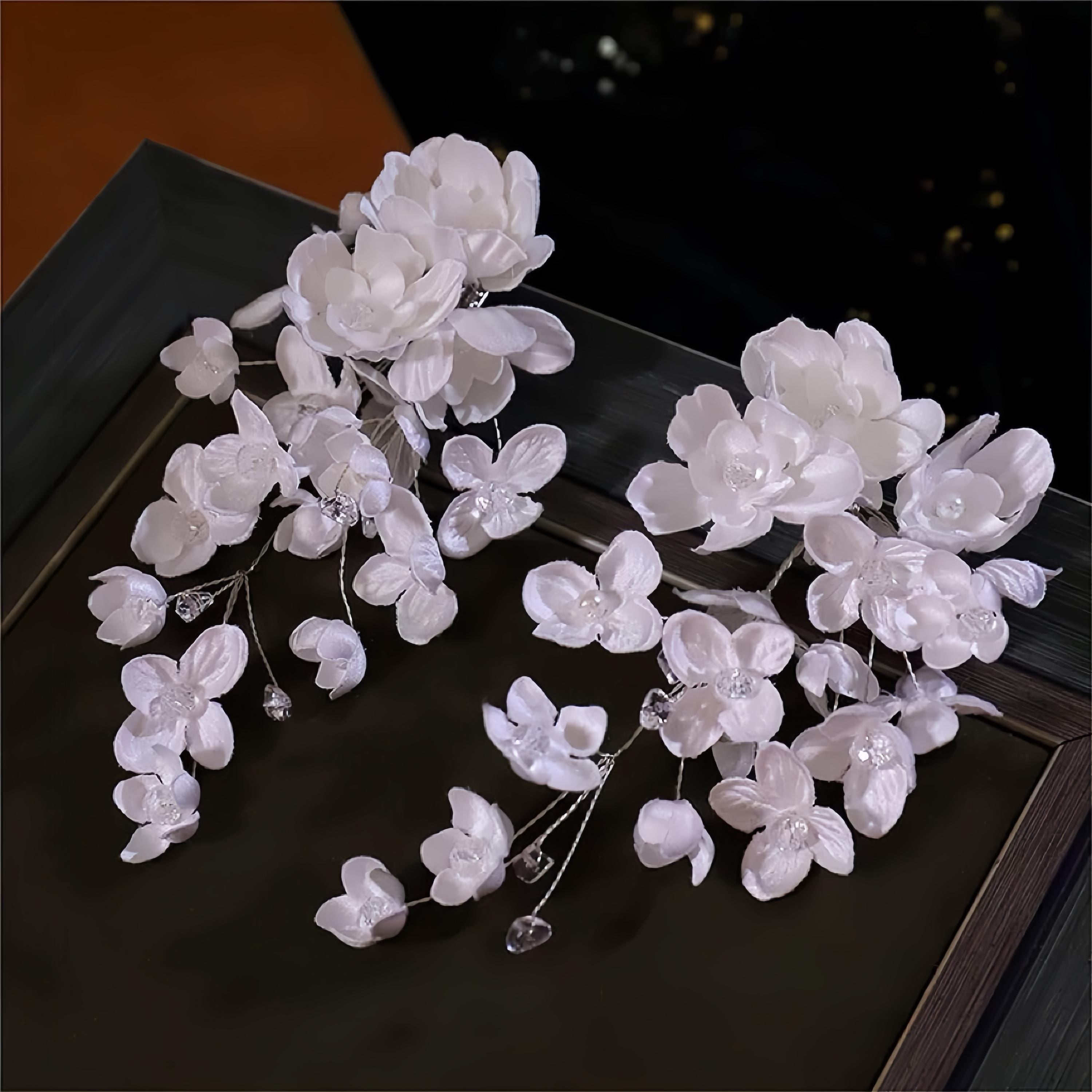 Handcrafted White Flower Set Hair Clip with floral, flower