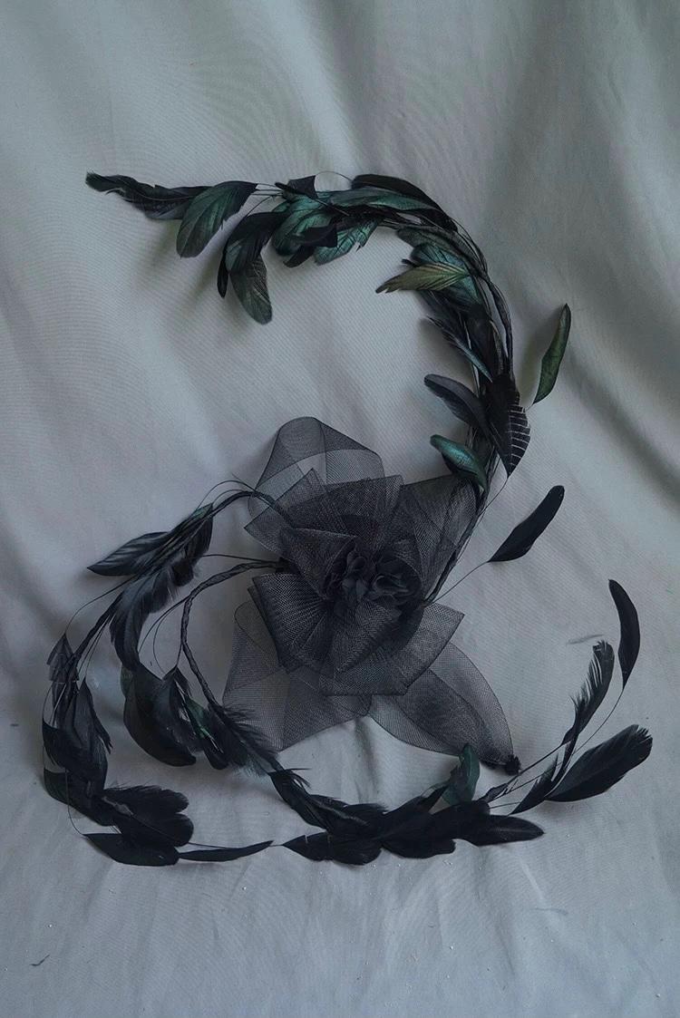 Made-to-order Black Feather Sculptural Gothic Fascinator by EclipseAdorn