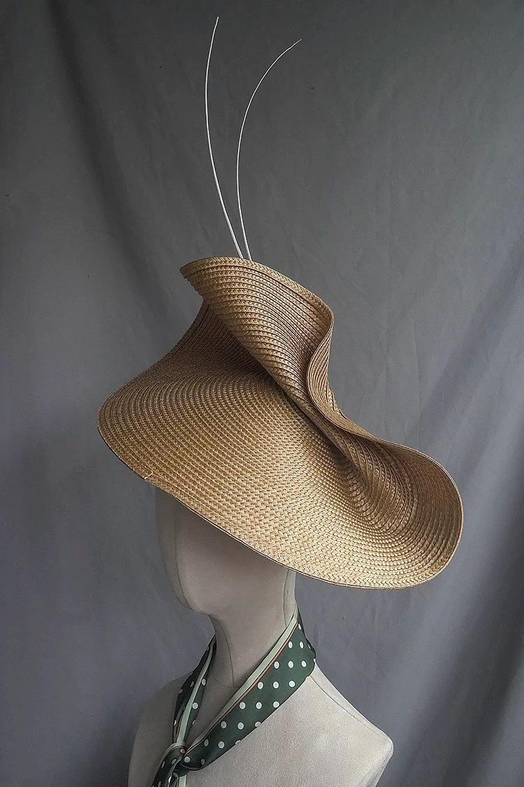 Handcrafted Sculptural Derby Hat showing its handmade design