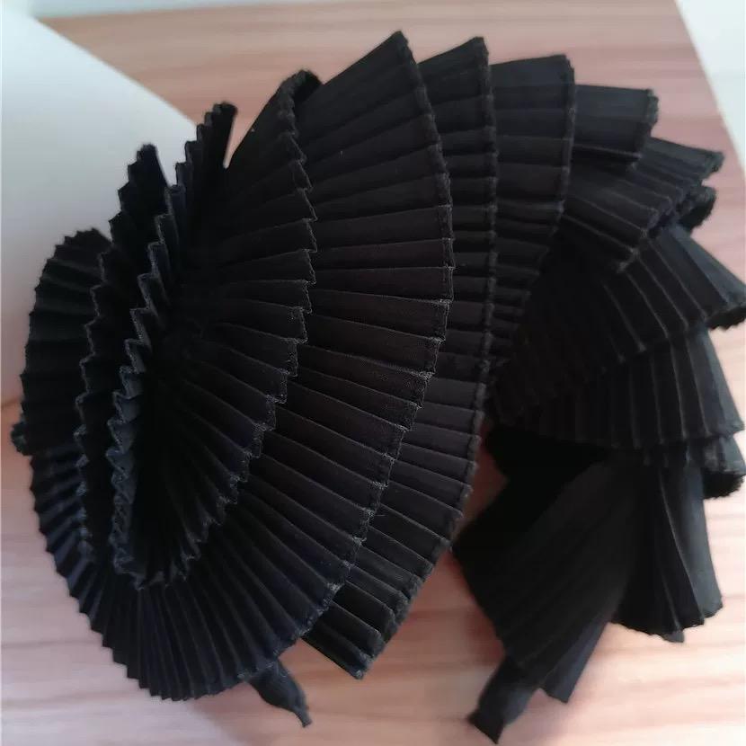 Additional handmade details of the Black Avant Garde Pleated Sculptural Futuristic Headpiece