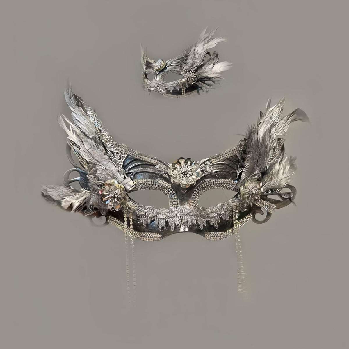 Silver Sparkly Crystal Masquerade Mask Masquerade Mask variant_title - EclipseAdorn