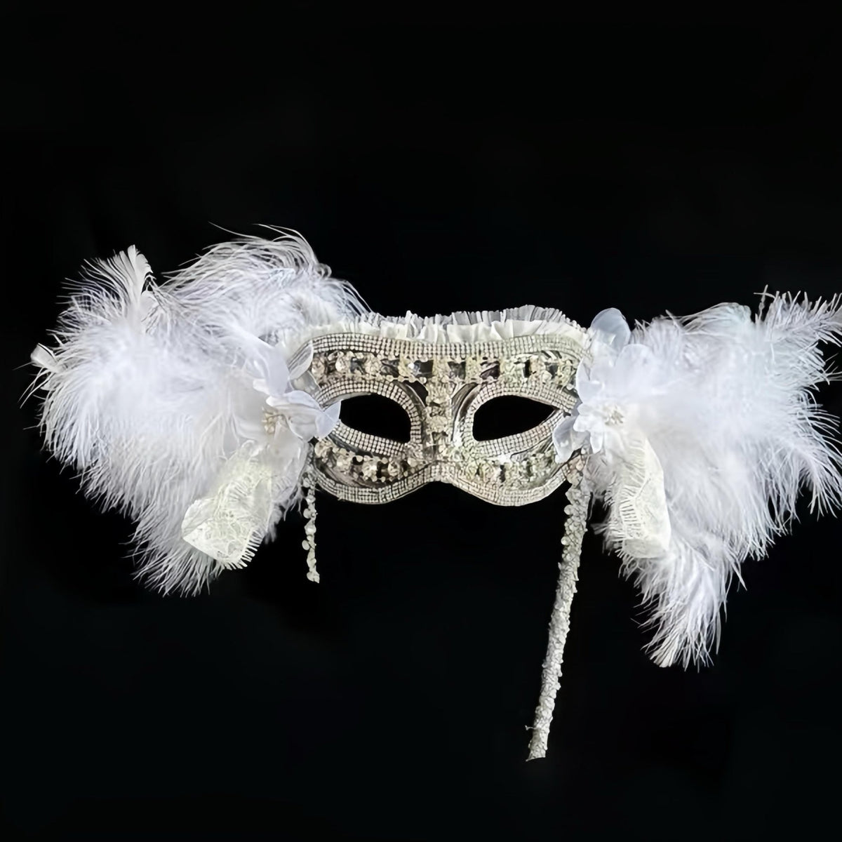Silver Sparkly Crystal Masquerade Mask Masquerade Mask variant_title - EclipseAdorn