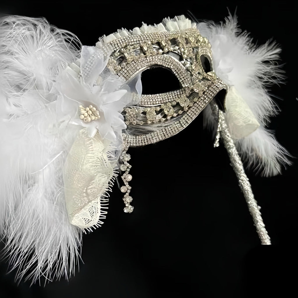 Silver Sparkly Crystal Masquerade Mask Masquerade Mask variant_title - EclipseAdorn