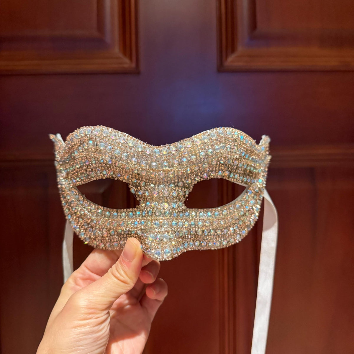 Silver Sparkly Crystal Masquerade Mask Masquerade Mask variant_title - EclipseAdorn
