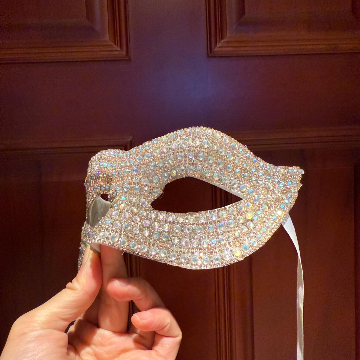 Silver Sparkly Crystal Masquerade Mask Masquerade Mask variant_title - EclipseAdorn