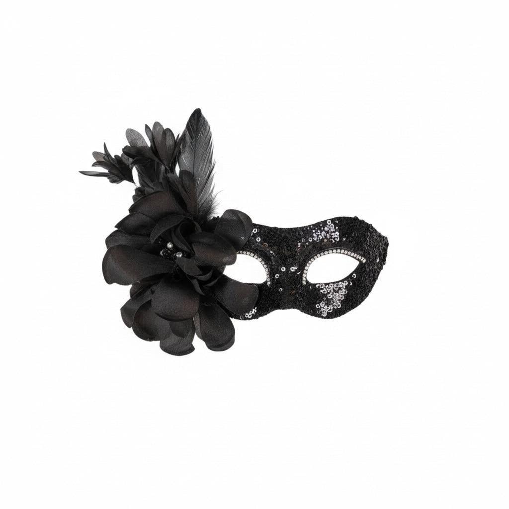 Sparkling Glitter Floral Side Masquerade Mask Masquerade Mask variant_title - EclipseAdorn