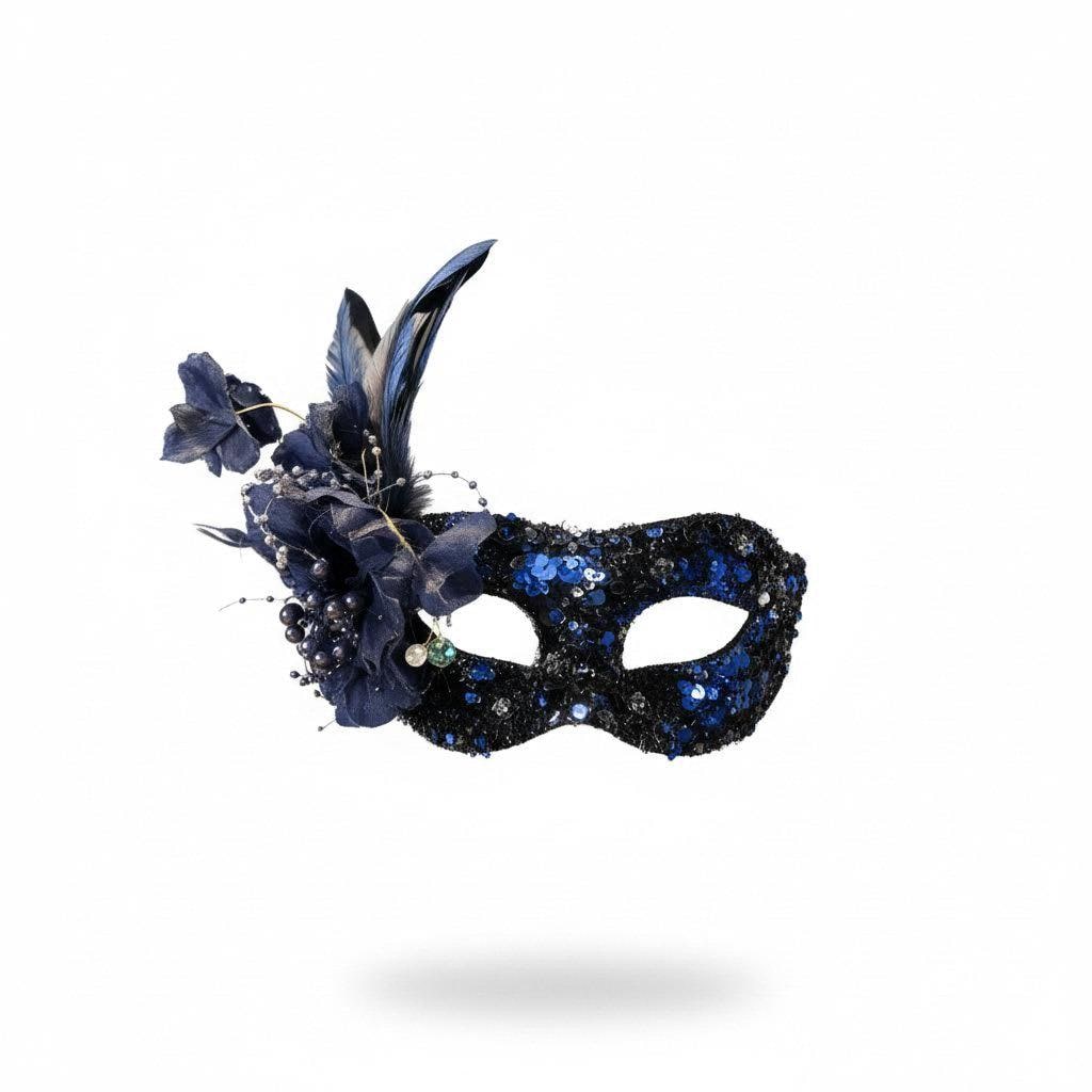 Sparkling Glitter Floral Side Masquerade Mask Masquerade Mask variant_title - EclipseAdorn