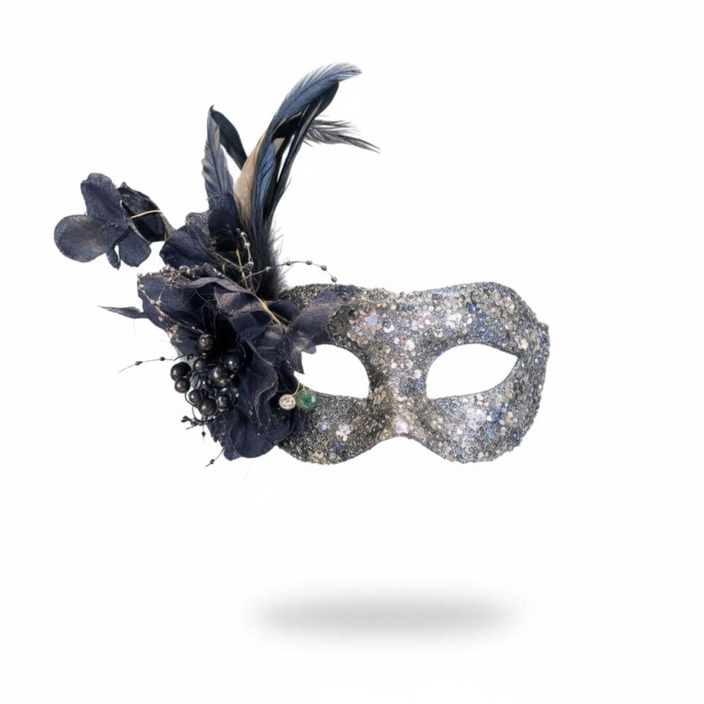 Sparkling Glitter Floral Side Masquerade Mask Masquerade Mask variant_title - EclipseAdorn