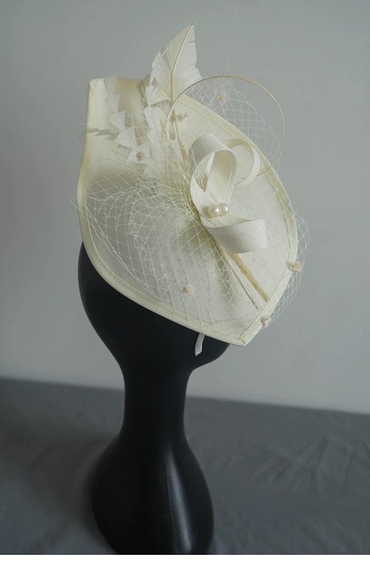 Vintage Pearls Cocktail Hat Cocktail Hat variant_title - EclipseAdorn