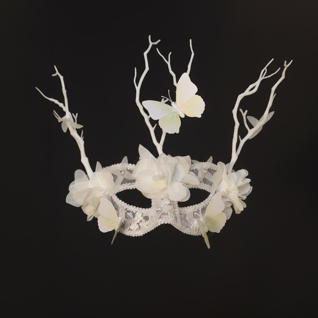 White Branch Masquerade Mask Masquerade Mask variant_title - EclipseAdorn