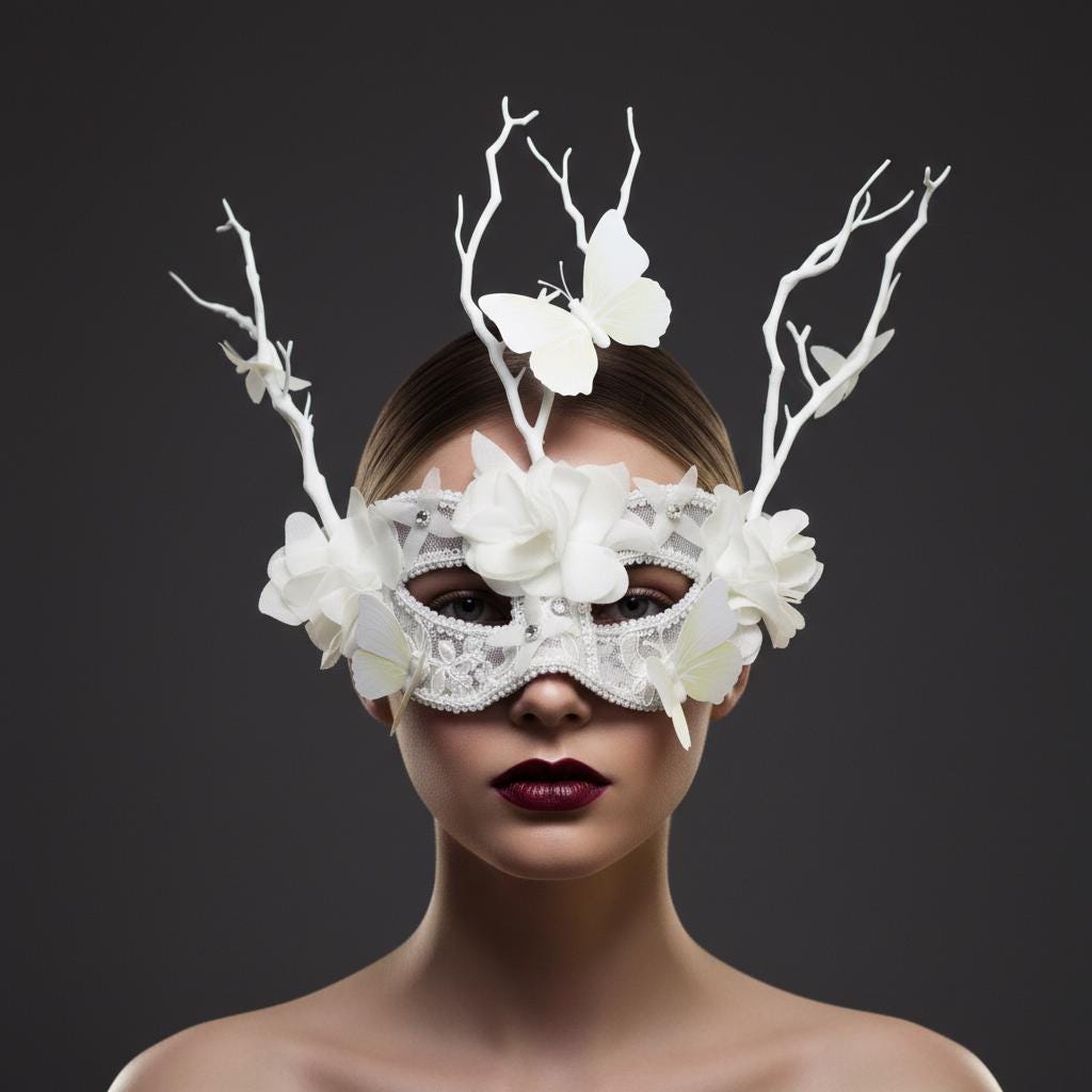 White Branch Masquerade Mask Masquerade Mask variant_title - EclipseAdorn