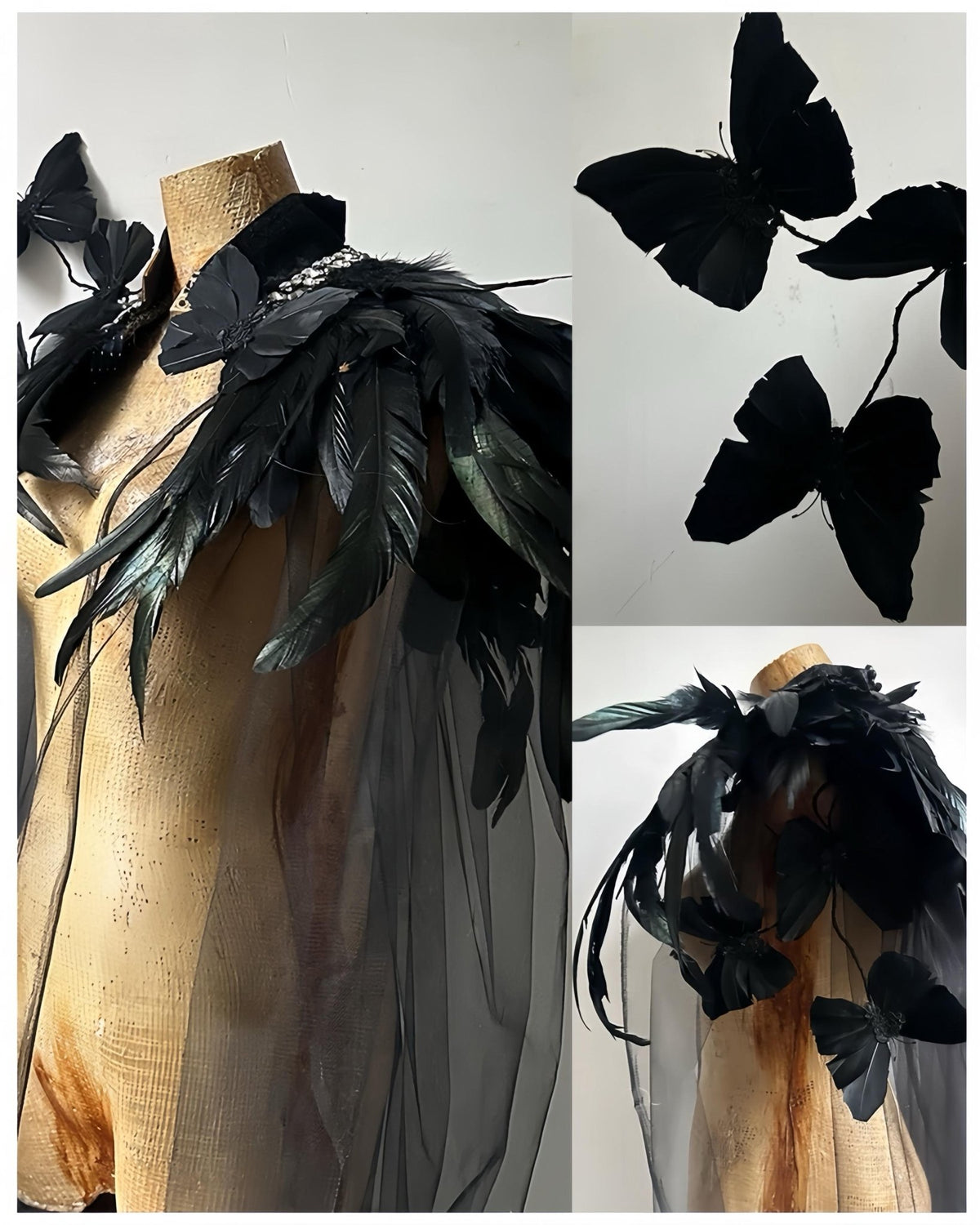 White Feather Shoulder Pagan Ritual Cape Cape variant_title - EclipseAdorn