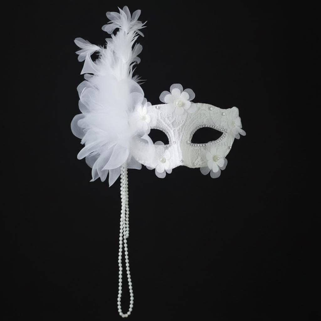 White Pearls Masquerade Mask Masquerade Mask variant_title - EclipseAdorn