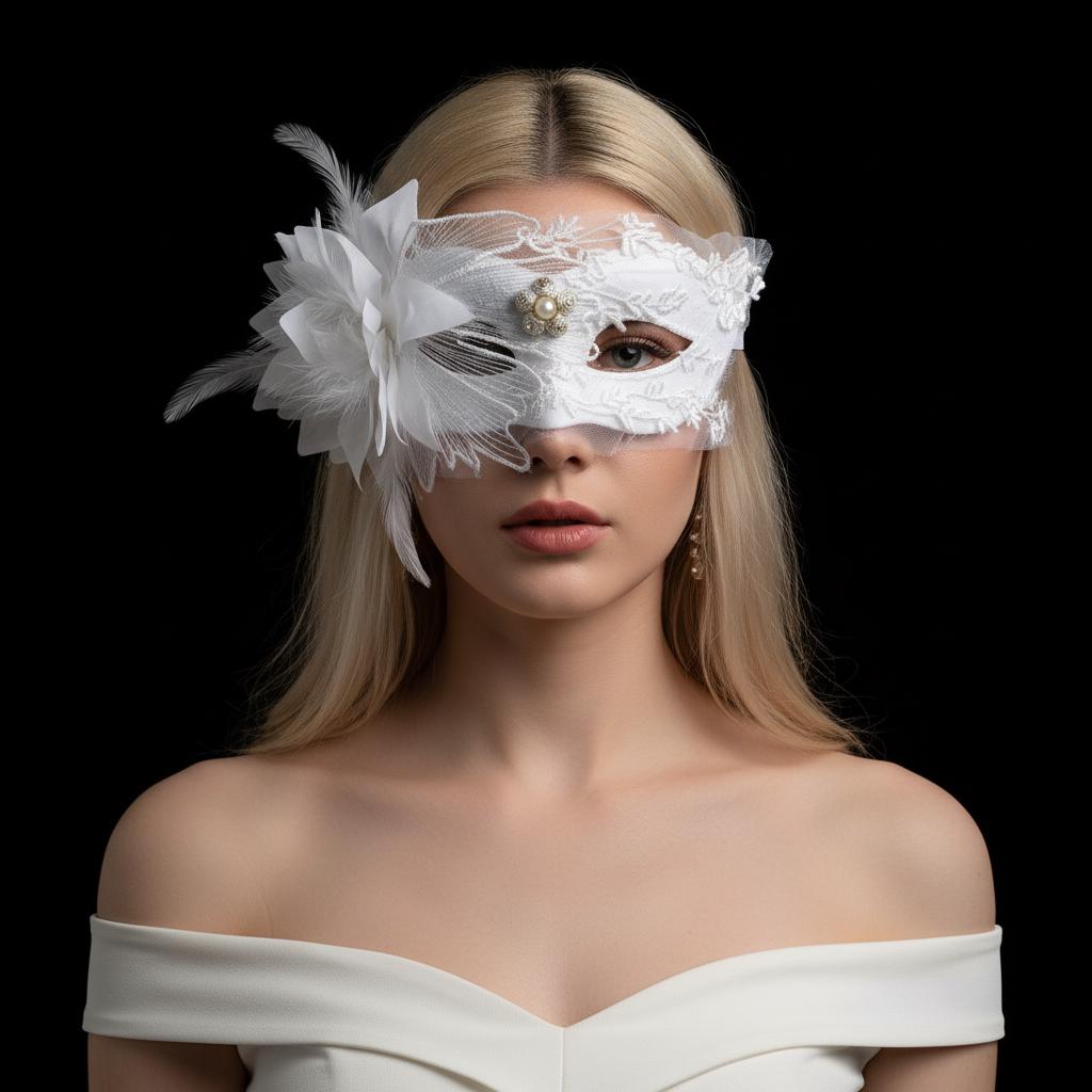 White Pearls Masquerade Mask Masquerade Mask variant_title - EclipseAdorn