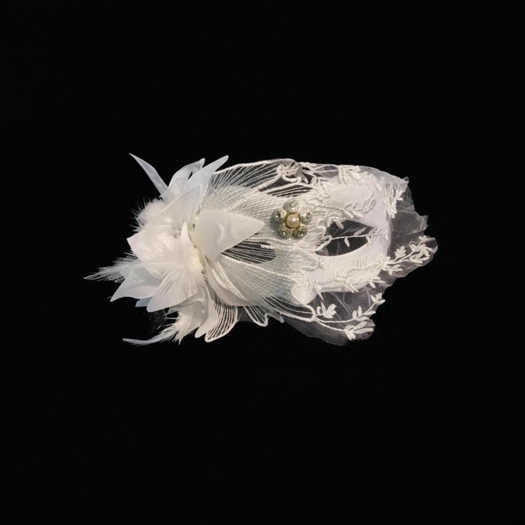 White Vintage Floral Masquerade Mask Masquerade Mask variant_title - EclipseAdorn