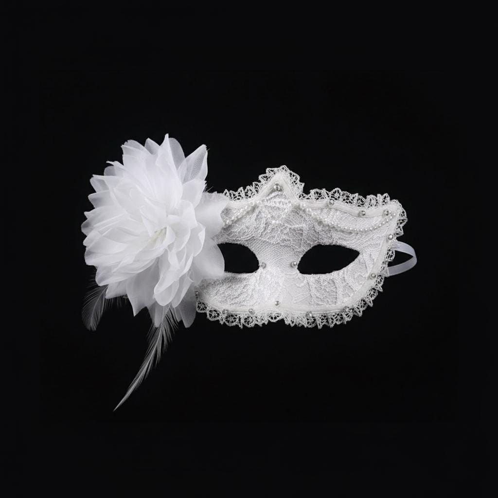 White Vintage Floral Masquerade Mask Masquerade Mask variant_title - EclipseAdorn