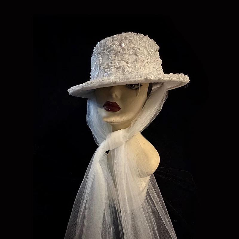 White Vintage Lace Pillbox Hat Pillbox Hat variant_title - EclipseAdorn