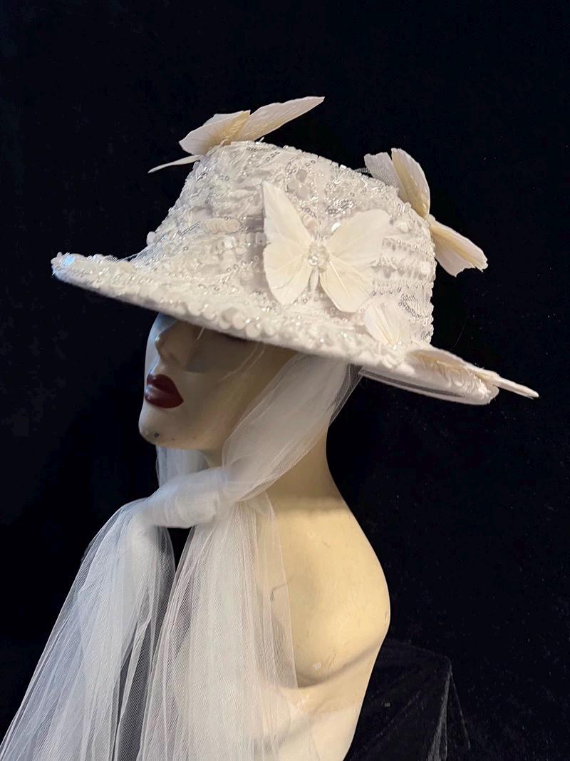 White Vintage Lace Pillbox Hat Pillbox Hat variant_title - EclipseAdorn